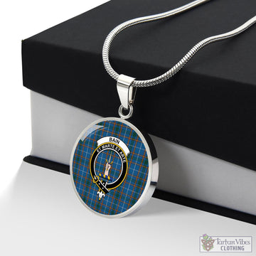 Bain Tartan Circle Necklace with Family Crest Luxury Necklace (Silver) No - Tartan Vibes Clothing