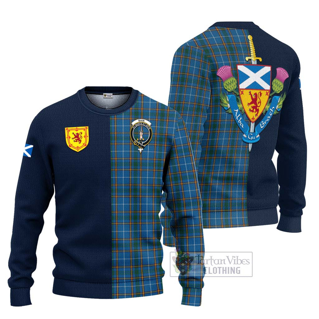 Bain Tartan Ugly Sweater Alba with Scottish Lion Royal Arm Half Style Unisex - Tartan Vibes Clothing