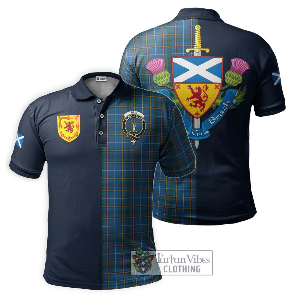 Bain Tartan Polo Shirt Alba with Scottish Lion Royal Arm Half Style Kid - Tartan Vibes Clothing
