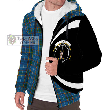 Bain Tartan Sherpa Hoodie with Family Crest Circle Style Unisex S - Tartan Vibes Clothing