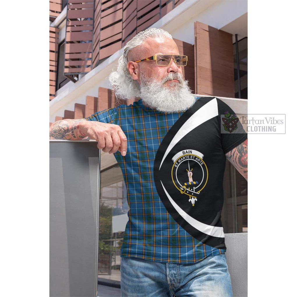 Bain Tartan Cotton T-shirt with Family Crest Circle Style Men's Shirt - Tartan Vibes Clothing