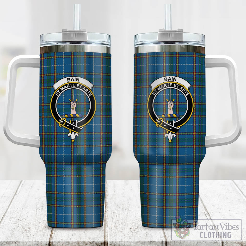 Bain Tartan Tumbler with Handle with Family Crest One Size 40 OZ - Tartan Vibes Clothing