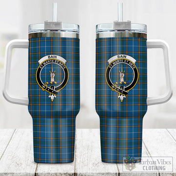 Bain Tartan Tumbler with Handle with Family Crest One Size 40 OZ - Tartan Vibes Clothing