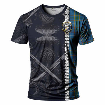 Bain Tartan T-Shirt with Family Crest Cross Sword Thistle Celtic Vibes Kid's Shirt - Tartan Vibes Clothing