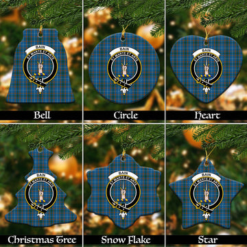 Bain Tartan Christmas Ceramic Ornaments with Family Crest Ceramic - Tartan Vibes Clothing