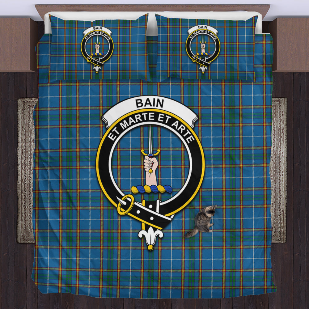 Bain Tartan Bedding Set with Family Crest US Bedding Set - Tartan Vibes Clothing