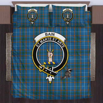 Bain Tartan Bedding Set with Family Crest US Bedding Set - Tartan Vibes Clothing