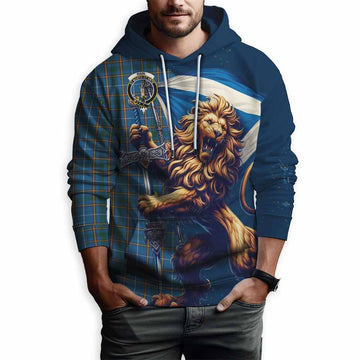 Bain Tartan Family Crest Hoodie with Scottish Majestic Lion Zip Hoodie - Tartan Vibes Clothing