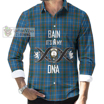 Bain Tartan Long Sleeve Button Shirt with Family Crest DNA In Me Style Men's Shirt S - Tartanvibesclothing Shop