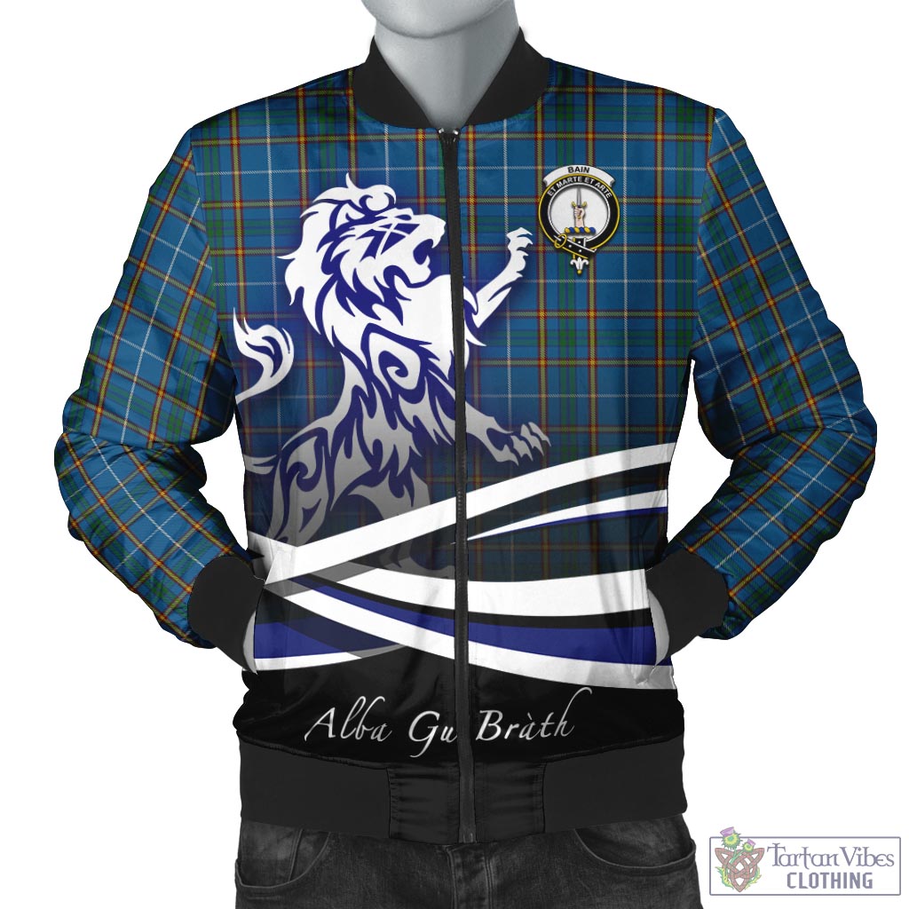 Bain Tartan Bomber Jacket with Alba Gu Brath Regal Lion Emblem Unisex - Tartan Vibes Clothing