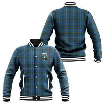 Bain Tartan Baseball Jacket with Family Crest Unisex - Tartan Vibes Clothing