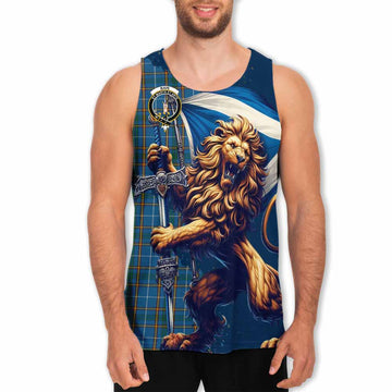 Bain Tartan Family Crest Men's Tank Top with Scottish Majestic Lion Men - Tartan Vibes Clothing