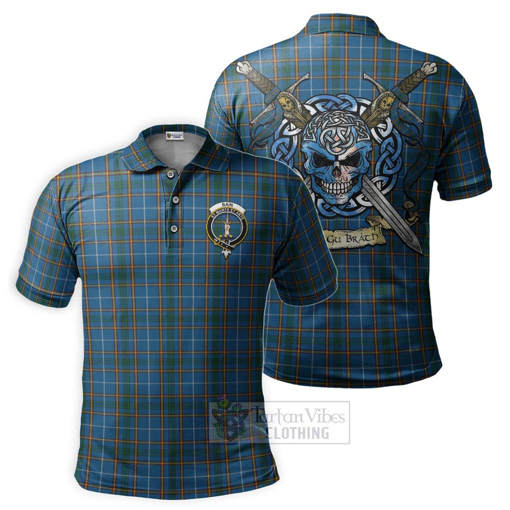 Bain Tartan Polo Shirt with Family Crest Celtic Skull Style Kid - Tartan Vibes Clothing