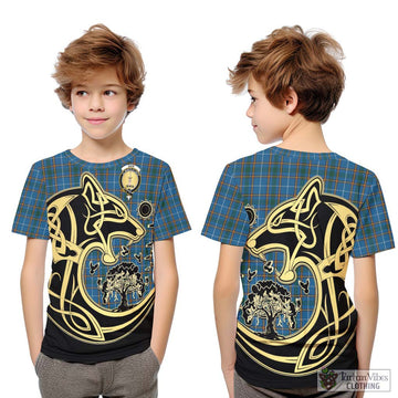 Bain Tartan Kid T-Shirt with Family Crest Celtic Wolf Style Youth XL Size14 - Tartan Vibes Clothing