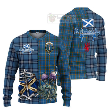 Tartan Vibes Clothing Bain Tartan Knitted Sweater Happy St. Andrew's Day Half Tartan Style