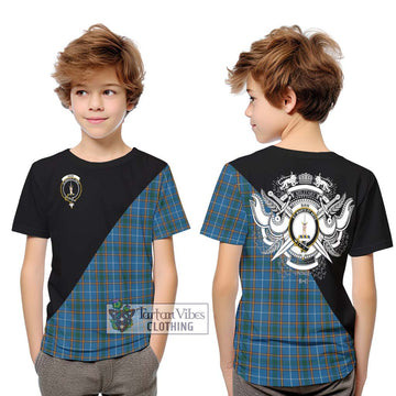 Bain Tartan Kid T-Shirt with Family Crest and Military Logo Style Youth XL Size14 - Tartan Vibes Clothing