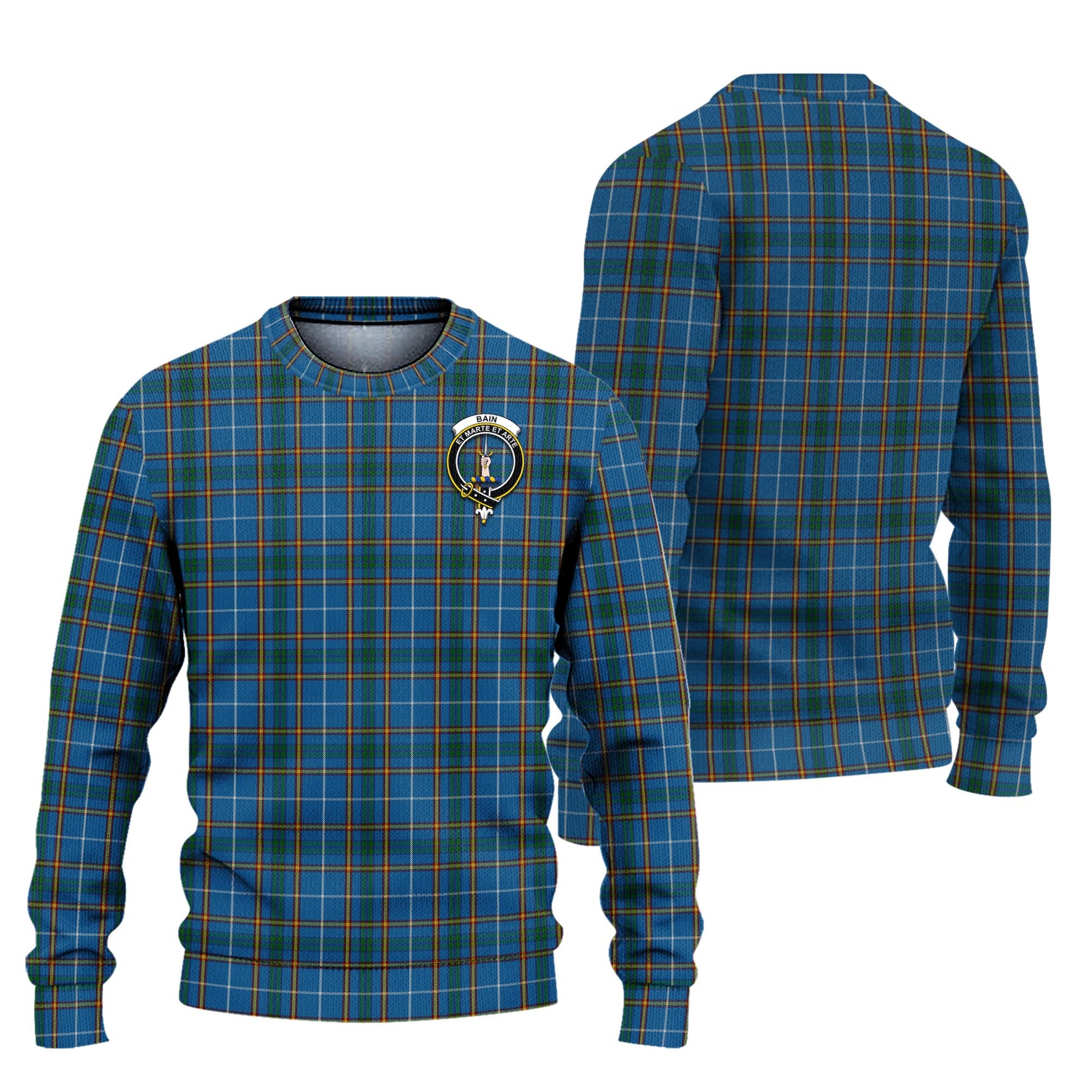 Bain Tartan Knitted Sweater with Family Crest Unisex - Tartanvibesclothing