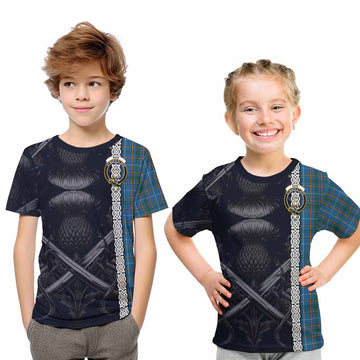 Bain Tartan Kid T-Shirt with Family Crest Cross Sword Thistle Celtic Vibes Youth XL Size14 - Tartan Vibes Clothing