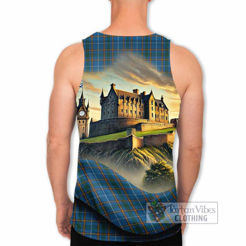 Bain Tartan Family Crest Men's Tank Top with Scottish Ancient Castle Style - Tartan Vibes Clothing
