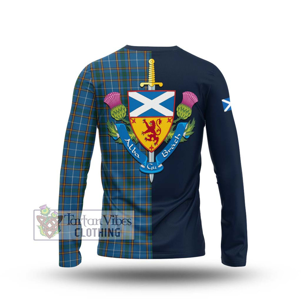 Bain Tartan Long Sleeve T-Shirt Alba with Scottish Lion Royal Arm Half Style - Tartan Vibes Clothing