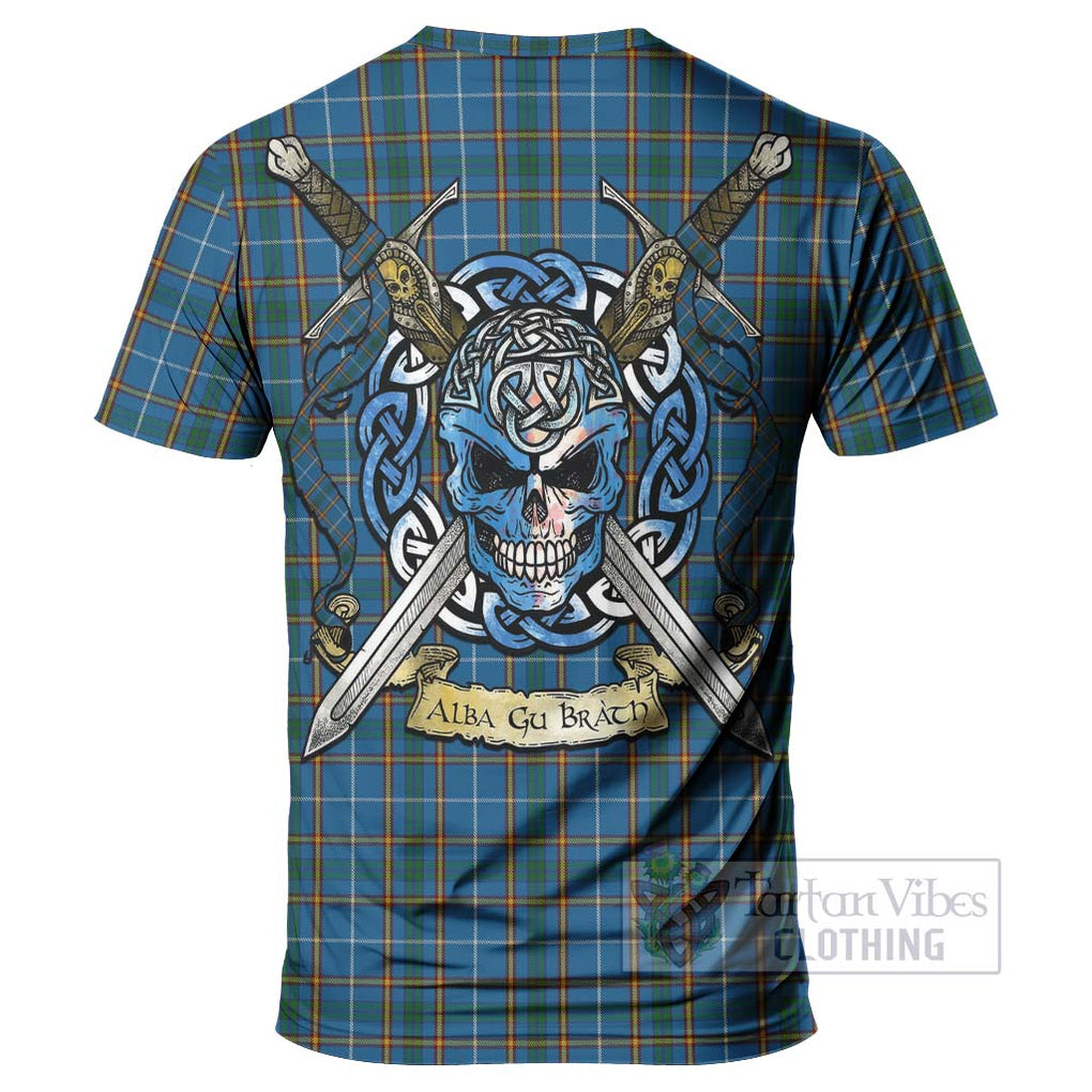 Bain Tartan T-Shirt with Family Crest Celtic Skull Style - Tartan Vibes Clothing