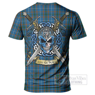 Bain Tartan T-Shirt with Family Crest Celtic Skull Style - Tartan Vibes Clothing