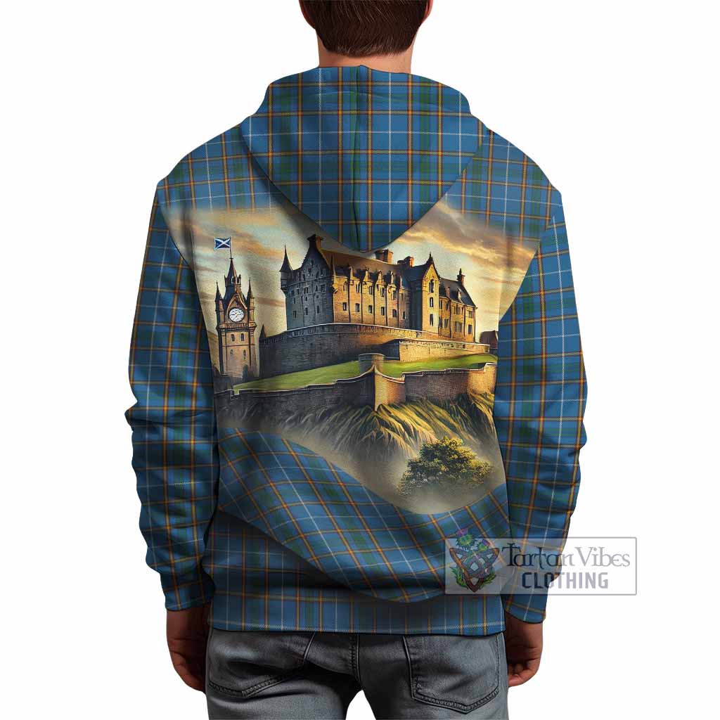 Bain Tartan Family Crest Hoodie with Scottish Ancient Castle Style - Tartan Vibes Clothing