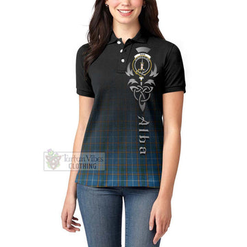 Bain Tartan Women's Polo Shirt Featuring Alba Gu Brath Family Crest Celtic Inspired - Tartan Vibes Clothing