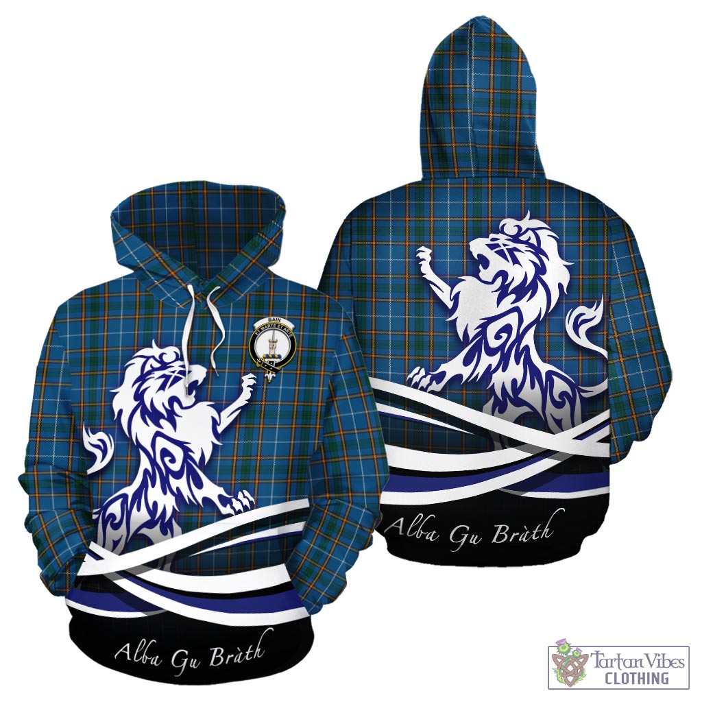 Bain Tartan Hoodie with Alba Gu Brath Regal Lion Emblem - Tartan Vibes Clothing