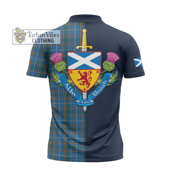 Bain Tartan Zipper Polo Shirt Alba with Scottish Lion Royal Arm Half Style - Tartan Vibes Clothing