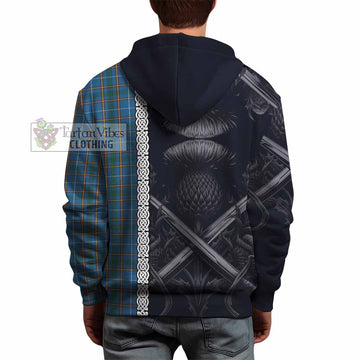 Bain Tartan Hoodie with Family Crest Cross Sword Thistle Celtic Vibes - Tartan Vibes Clothing