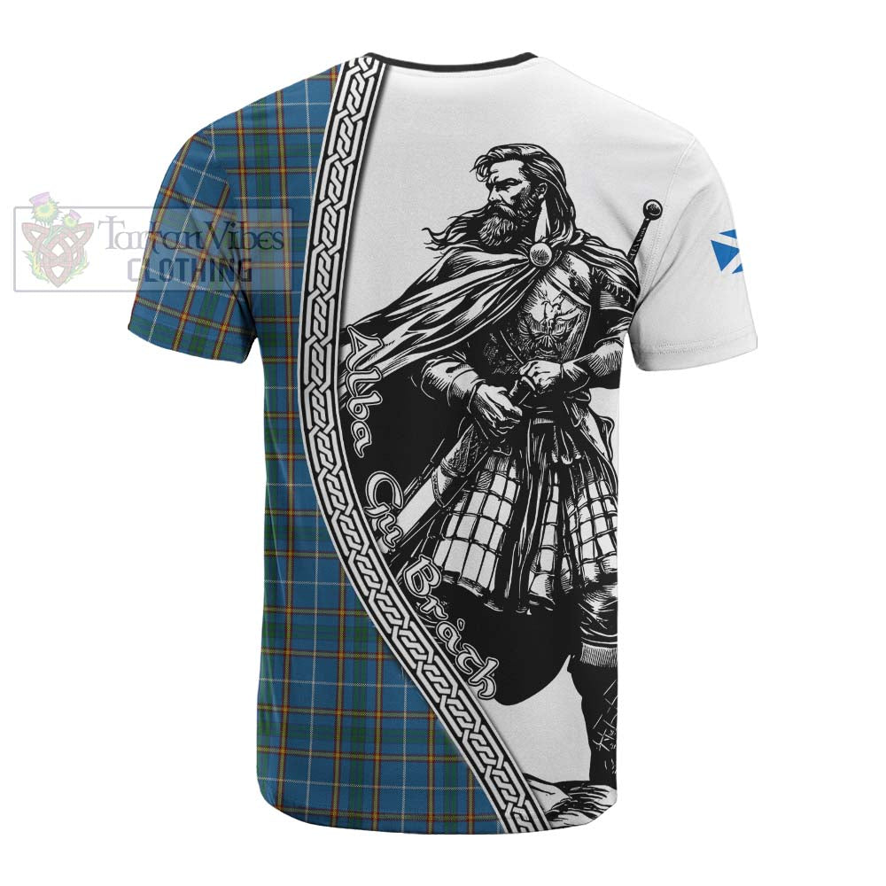 Bain Tartan Clan Crest Cotton T-shirt with Highlander Warrior Celtic Style - Tartan Vibes Clothing