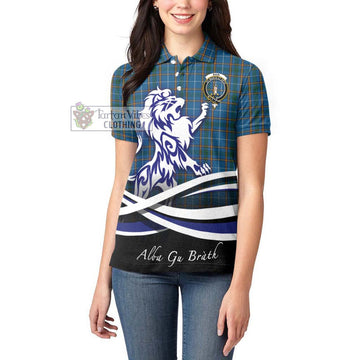 Bain Tartan Women's Polo Shirt with Alba Gu Brath Regal Lion Emblem - Tartan Vibes Clothing