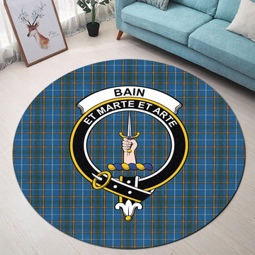 Bain Tartan Round Rug with Family Crest - Tartan Vibes Clothing