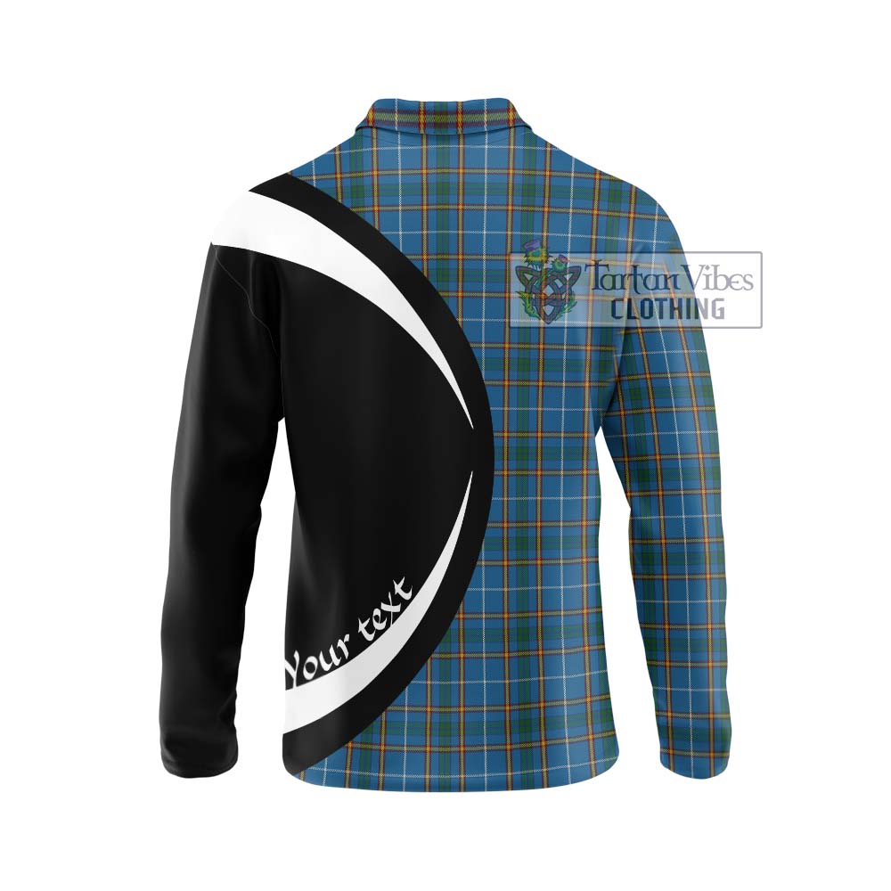 Bain Tartan Long Sleeve Polo Shirt with Family Crest Circle Style - Tartan Vibes Clothing