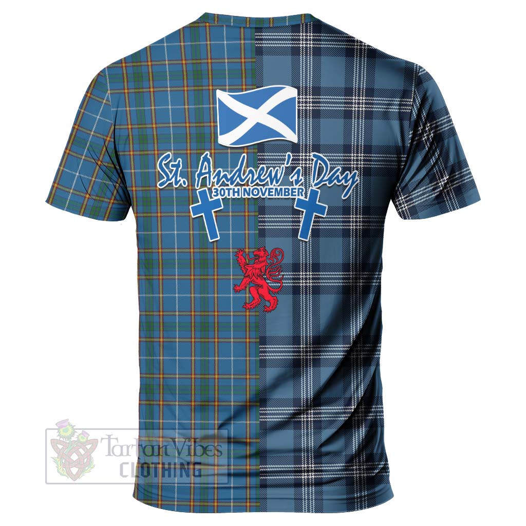 Bain Tartan T-Shirt Happy St. Andrew's Day Half Tartan Style - Tartan Vibes Clothing