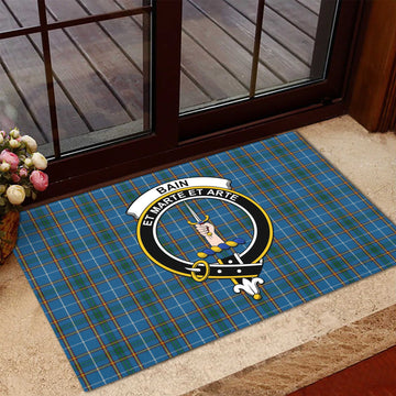 Bain Tartan Rubber Doormat with Family Crest - Tartan Vibes Clothing