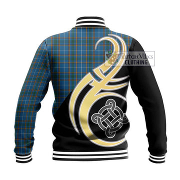Bain Tartan Baseball Jacket with Family Crest and Celtic Symbol Style - Tartan Vibes Clothing