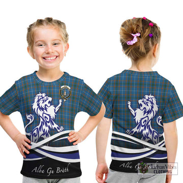 Bain Tartan Kid T-Shirt with Alba Gu Brath Regal Lion Emblem - Tartan Vibes Clothing