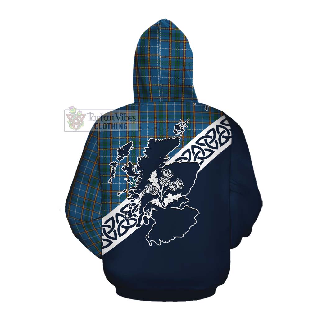 Bain Tartan Cotton Hoodie Featuring Thistle and Scotland Map Pullover Hoodie - Tartan Vibes Clothing