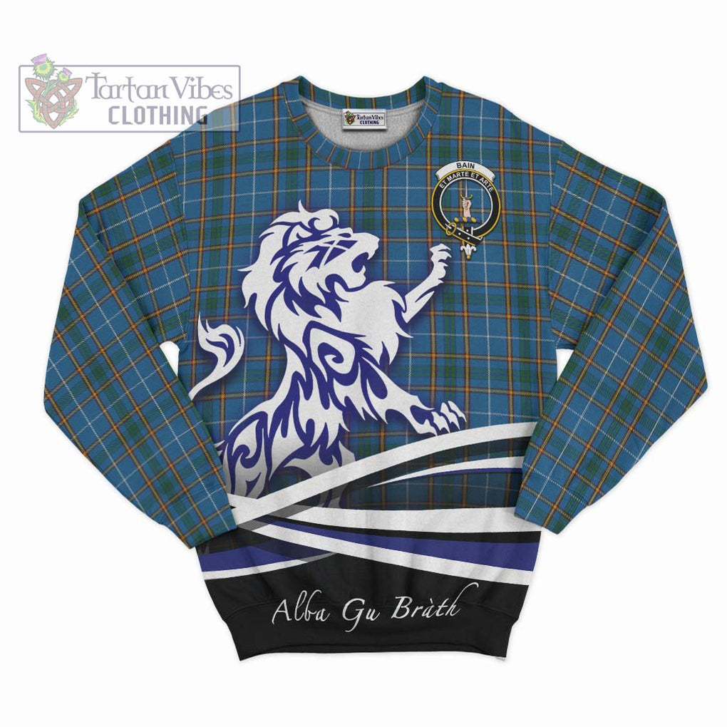 Bain Tartan Sweatshirt with Alba Gu Brath Regal Lion Emblem - Tartan Vibes Clothing