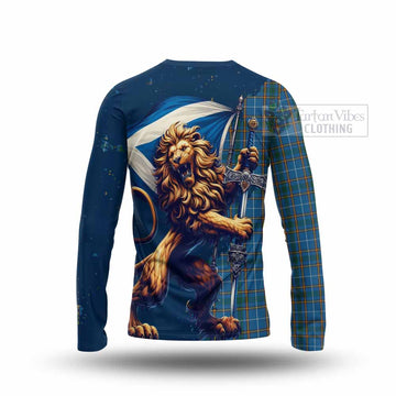 Bain Tartan Family Crest Long Sleeve T-Shirt with Scottish Majestic Lion - Tartan Vibes Clothing
