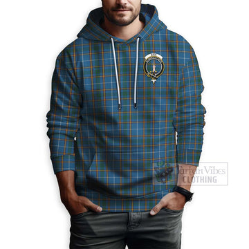 Bain Tartan Hoodie with Family Crest and Bearded Skull Holding Bottles of Whiskey - Tartan Vibes Clothing