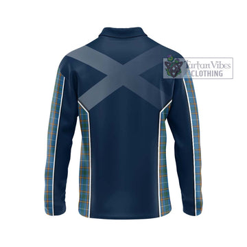 Bain Tartan Long Sleeve Polo Shirt with Family Crest and Lion Rampant Vibes Sport Style - Tartan Vibes Clothing
