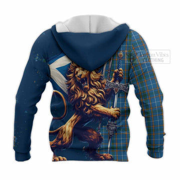 Bain Tartan Family Crest Knitted Hoodie with Scottish Majestic Lion - Tartan Vibes Clothing