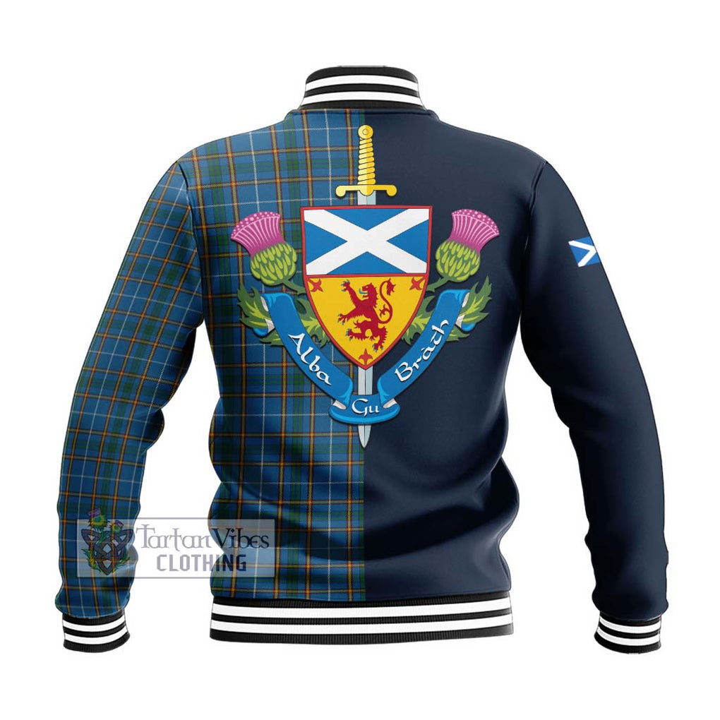 Bain Tartan Baseball Jacket Alba with Scottish Lion Royal Arm Half Style - Tartan Vibes Clothing