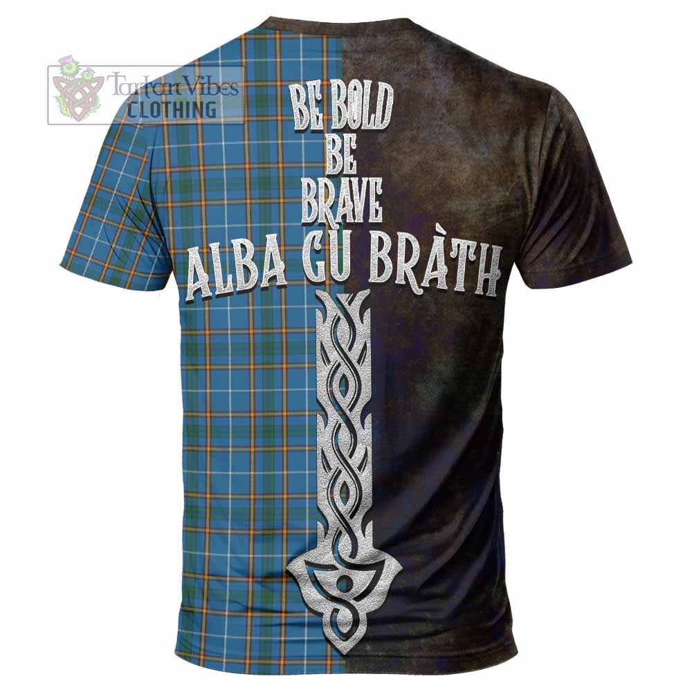 Bain Tartan Family Crest T-Shirt Alba Gu Brath Be Brave Lion Ancient Style - Tartan Vibes Clothing