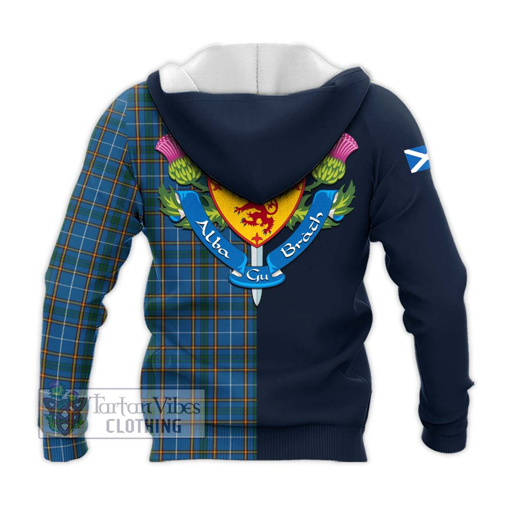 Bain Tartan Knitted Hoodie Alba with Scottish Lion Royal Arm Half Style - Tartan Vibes Clothing