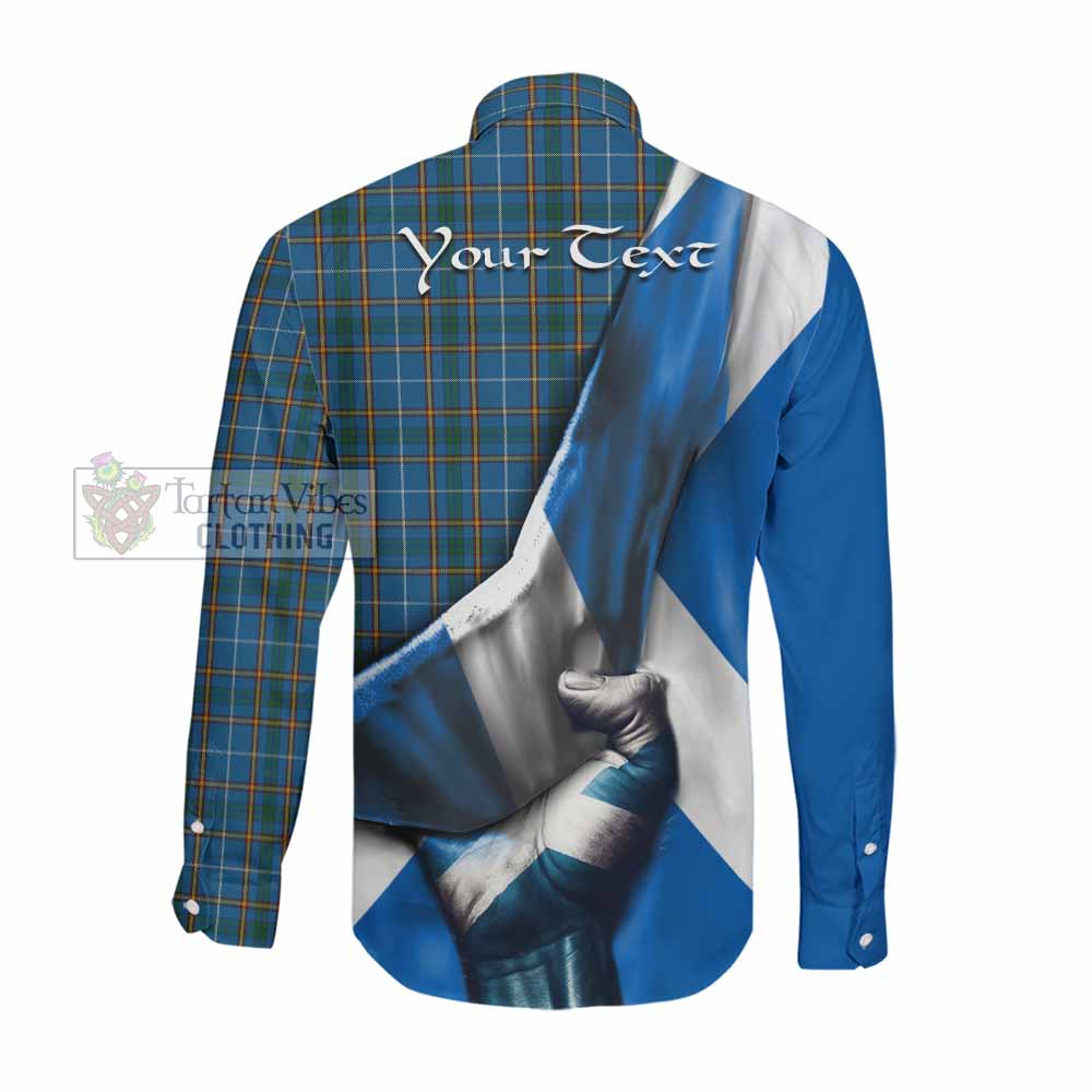 Bain Tartan Long Sleeve Button Shirt with Family Crest Scotland Patriotic Style Men's Shirt - Tartan Vibes Clothing