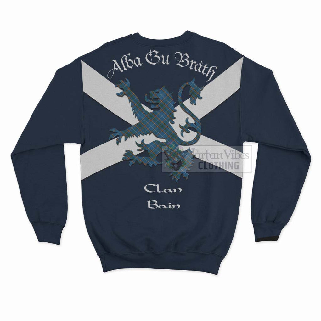 Bain Tartan Lion Rampant Sweatshirt Proudly Display Your Heritage with Alba Gu Brath and Clan Name - Tartan Vibes Clothing